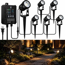Low Voltage Landscape Lighting Kit, 6 Pack LED Spotlights with 24W Transforme...
