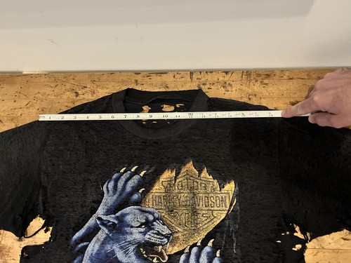 VINTAGE Harley Davidson 3D Emblem Shirt Black Panther TRASHED Worn HARD Patina by Harley-Davidson, $49.99 - Photo 13