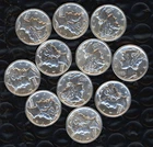 ONE or MORE 1940's AU/BU 90% Mercury Dimes ~ CHOOSE HOW MANY ~ FREE SHIPPING