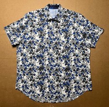 Robert Graham Shirt Men  s XL Feeling Blue Floral Short Sleeve Bottom Down