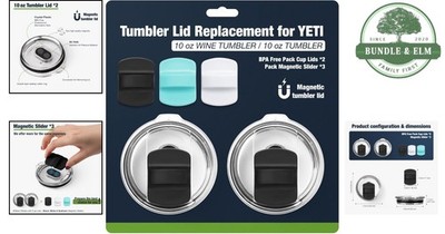 10 oz Magnetic Tumbler Lid Replacement for Travel Coffee Mug 2 Pack Black |  eBay