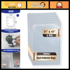 Heavy Duty Clear Dust Collection Bags - 6 Pack for Woodworking Dust Collectors