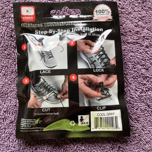 Lock laces (one size fits all) no more tying laces - Easy to put on NEW - Gray - Picture 2 of 2