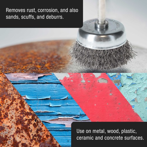 6pc Abrasive Wire Wheel and Cup Brush Set, 1/4" Drill Shank, Grind Remove Rust - Picture 5 of 5