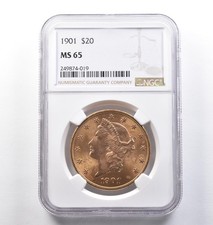 1901 $20 Liberty Head Gold Double Eagle MS65 NGC *3844