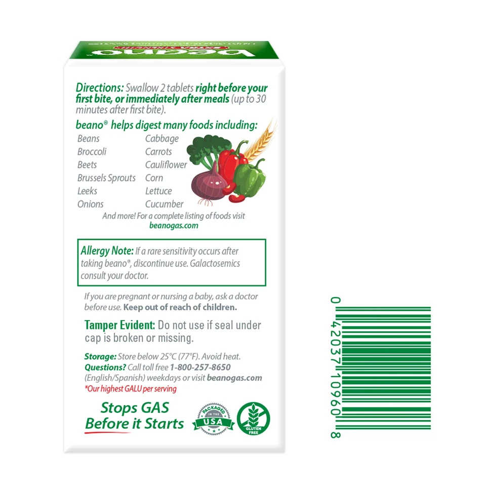 Beano Food Enzyme Dietary Supplement | Help Digest Gas-Causing Foods 150 Tablets - Image 3 of 4