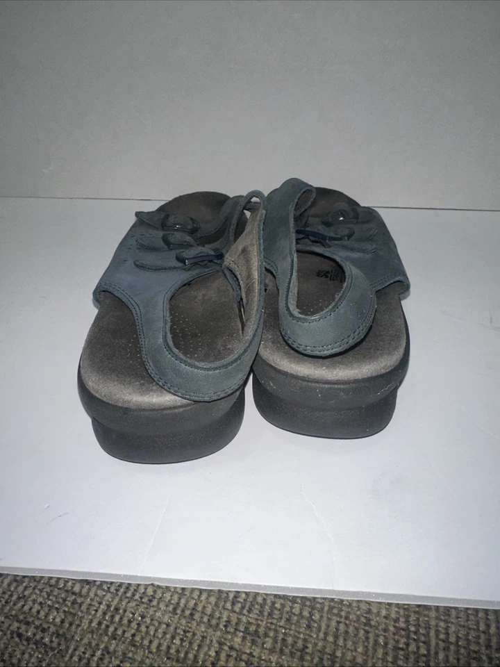 Sandalias SAS Trio II con cordones para mujer 10,5 N correas con hebilla de cuero azul punta abierta Foto 4 de 4