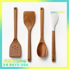 4pc Wood Kitchen Utensil Set Brown - Figmint™: Wooden Cooking Utensils