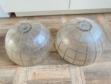 Vintage Auster Capiz Muschel zwei seltene Lampenschirme Lampenschirm Deckenpendelleuchte x2