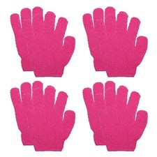 4Pairs Exfoliating Gloves, Body Exfoliating Gloves for Shower Bath, Rose Red