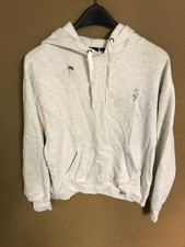 Vans Hoodie Light Grey with Embroidered Floral Designs Women's Medium