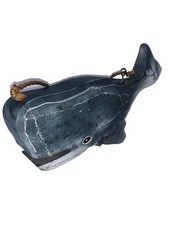 Coastal Rustic Hand-Carved Wooden Whale D cor Beach Nautical Distressed Hanging