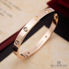 Cartier 18ct Rose Gold 4 Diamonds LOVE Bracelet ‘Classic Model’ - Size 17 - 2015