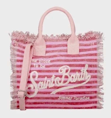 MC2 SAINT BARTH Tasche Colette rosa/rote Streifen mit mittlerem Schultergurt ECHT