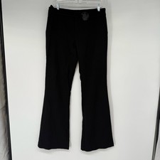 Marc Jacobs Y2K Wool Wide Leg Dress Trousers Women's Size 10 Black Owl Belted