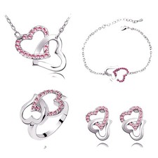 LAKIYOYO Heart Pendant Necklace CZ Stone Bracelet Stud style 3