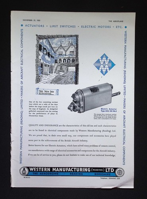 #ad Original 1953 Advert Western Manufacturing Electric Actuator Aircraft GBP 14.99