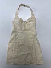 Urban Outfitters Halter Mini Dress Cream Cargo Pocket Y2K Petite