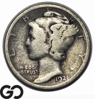 1921 Mercury Dime, Semi-Key Date, Lower Mintage