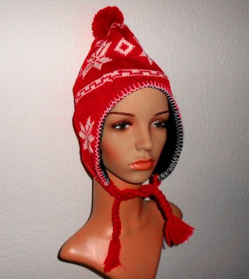 Wintermütze ALPINE STAR mit Zöpfen ''ROT'' Strickmütze warm weich Damen Mütze NEU
