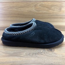 UGG Tasman Slippers Mens 10 Black Suede Sherpa Faux Fur Lined Cozy Casual