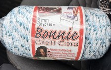 Bonnie Macrame Braid Craft Cord 6mm 100yd Blue Ice New Vintage