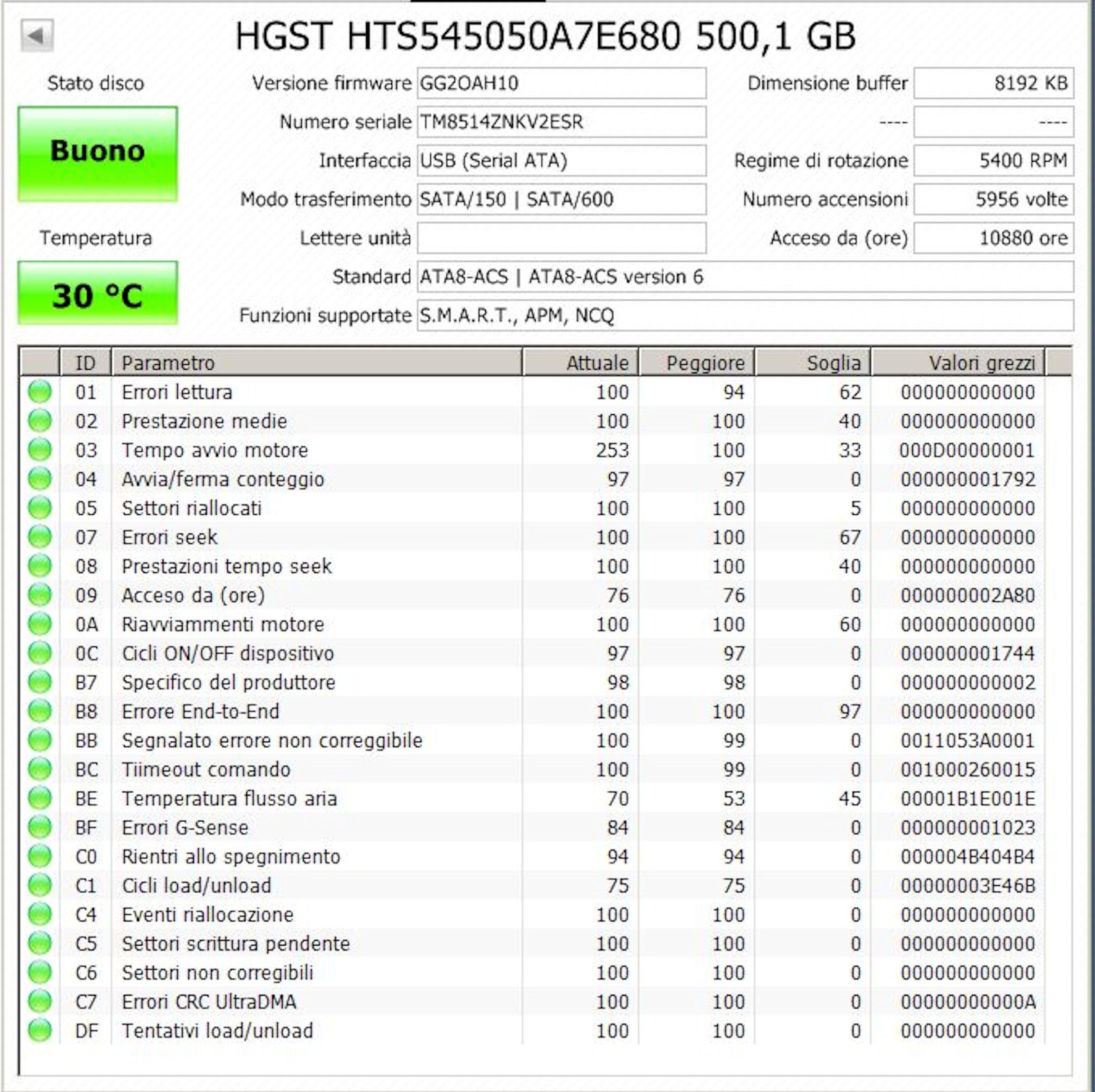 * HARD DISK HGST 500 GB SATA 2.5" Z5K500-500 HTS545050A7E680 5400 rpm