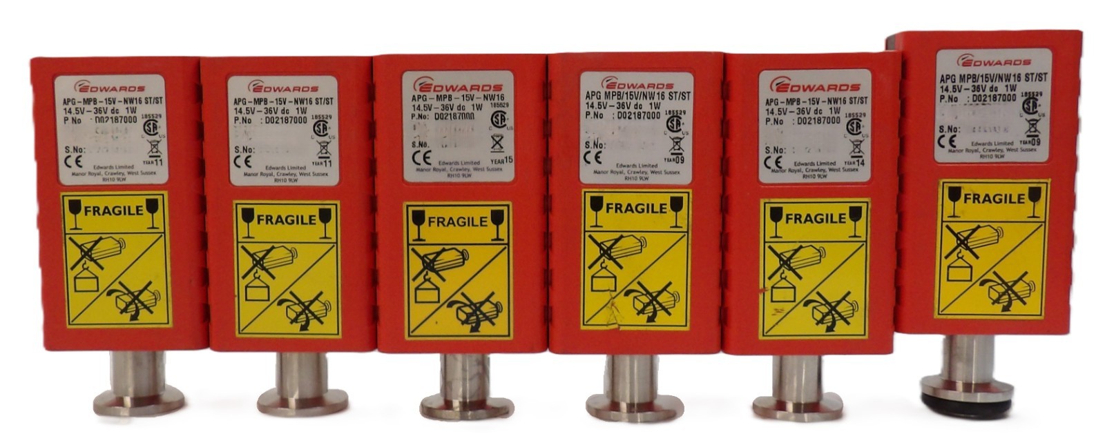 Edwards D02187000 Active Pirani Vacuum Gauge APG-MPB-15V-NW16 Lot of 6 Working