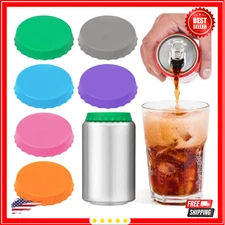6 Pack Silicone Soda Can Cover Lids, Reusable Soda Can Lids Beer Can Covers Pop