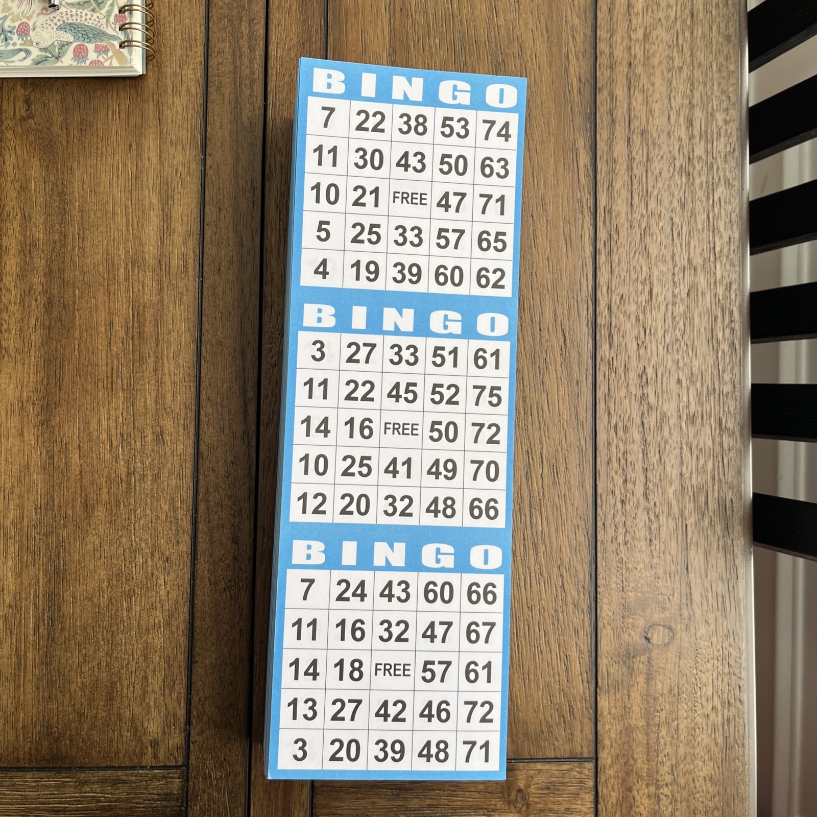 Bingo Game Cards - 3 cards - 5 sheets - 100 books of 5 sheets