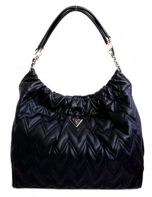 Guess Tasche Handtasche Shopper Eda Large Hobo   gesteppt Schwarz Neu
