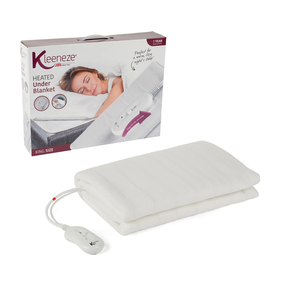 Kleeneze Electric Heated Under Blanket – Double, 3 Heat Settings, 60W (Open Box)