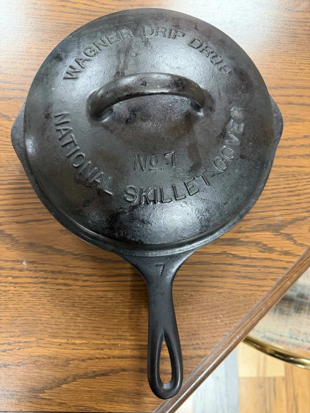 WAGNER WARE, DRIP DROP # 7 NATIONAL CAST IRON SKILLET COVER P/N 1357 Skillet