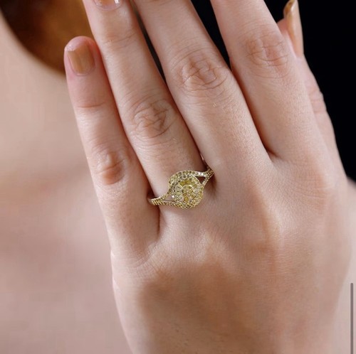 Yellow Diamond 0.50 ctw Floral Ring in Rhodium Over Sterling Silver - Picture 5 of 12