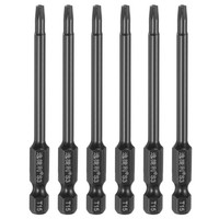 "FüR 6X T15 Magnetische Torx Schraubendreher Bits 1/4\" Sechskant 75Mm Schwarz"