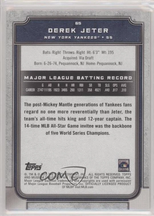 2019 Topps Museum Collection Amethyst /99 Derek Jeter #65 HOF - Image 2 of 2