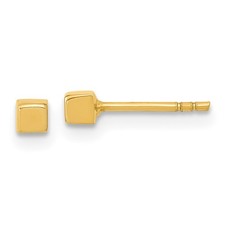14k Yellow Gold Polished 2.5mm Cube Post Stud Earrings L-2.5 mm, W-2.5 mm