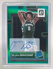 MarJon Beauchamp 2022 Panini Donruss Optic #210 Green Rated Rookie Auto RC 1/5