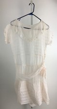 Vintage 1930's Child's Party Dress Young Girl Frock Sheer Ivory Pink SS Collar