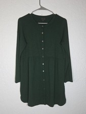 J. Jill Wearever Collection Long Sleeve Button Front Dress Tunic Small Green