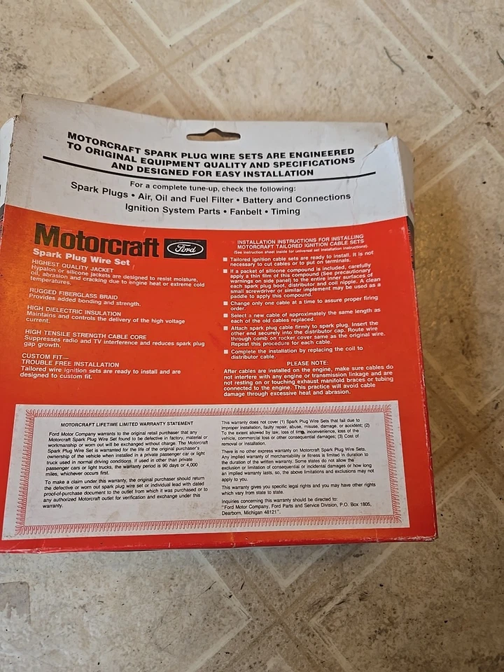 Juego de cables de bujías Motorcraft WR 3818 BR nuevo stock antiguo Foto 4 de 4