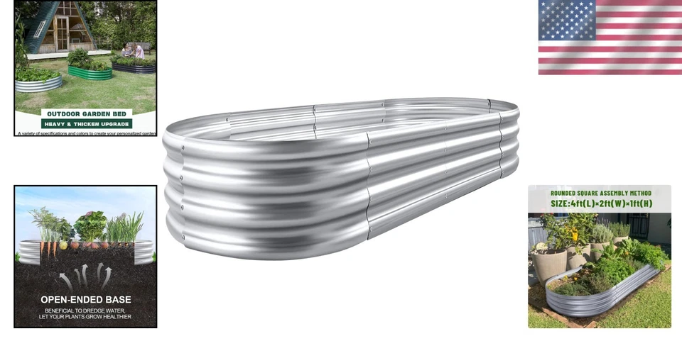 全新 镀锌花园床套件 银色 — 第 2/4 张图片