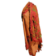 Gorgeous Sari Silk with Embroidery Rust Red 240" by 46"
