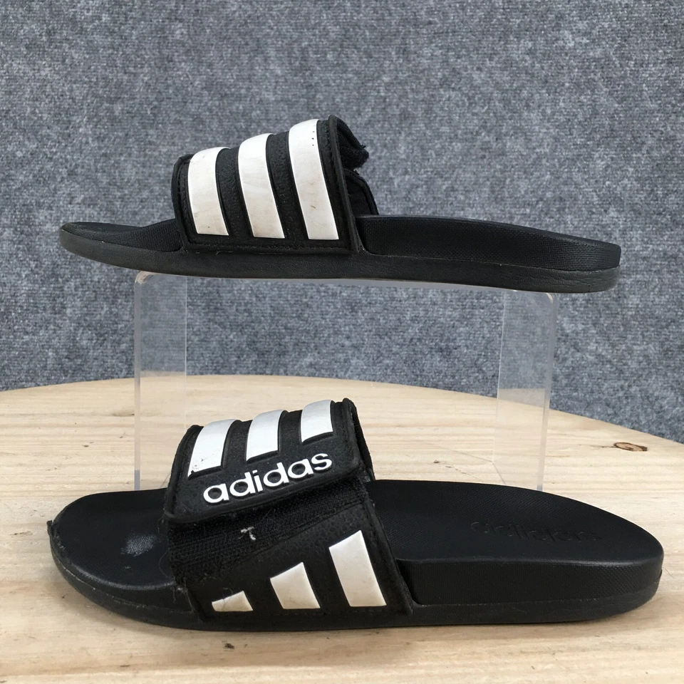 Adidas Sandalias Jóvenes 3 Niños Adilette Cómodas Ajustables Slide EG1879 Negro Blanco Foto 2 de 4