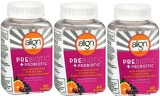 Align Prebiotic + Probiotic Natural Fruit Flavored Gummy 60ct(3 Pack)