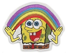 Spongebob Rainbow Embroidered Iron on Patch