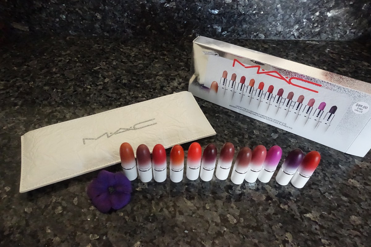 MAC lips by the dozen mini powder kiss lipstick X 12 set new in