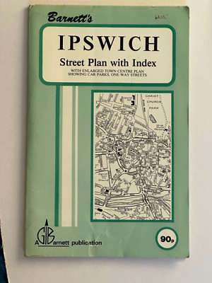 Vintage Barnetts Ipswich Area Street Plan with Index