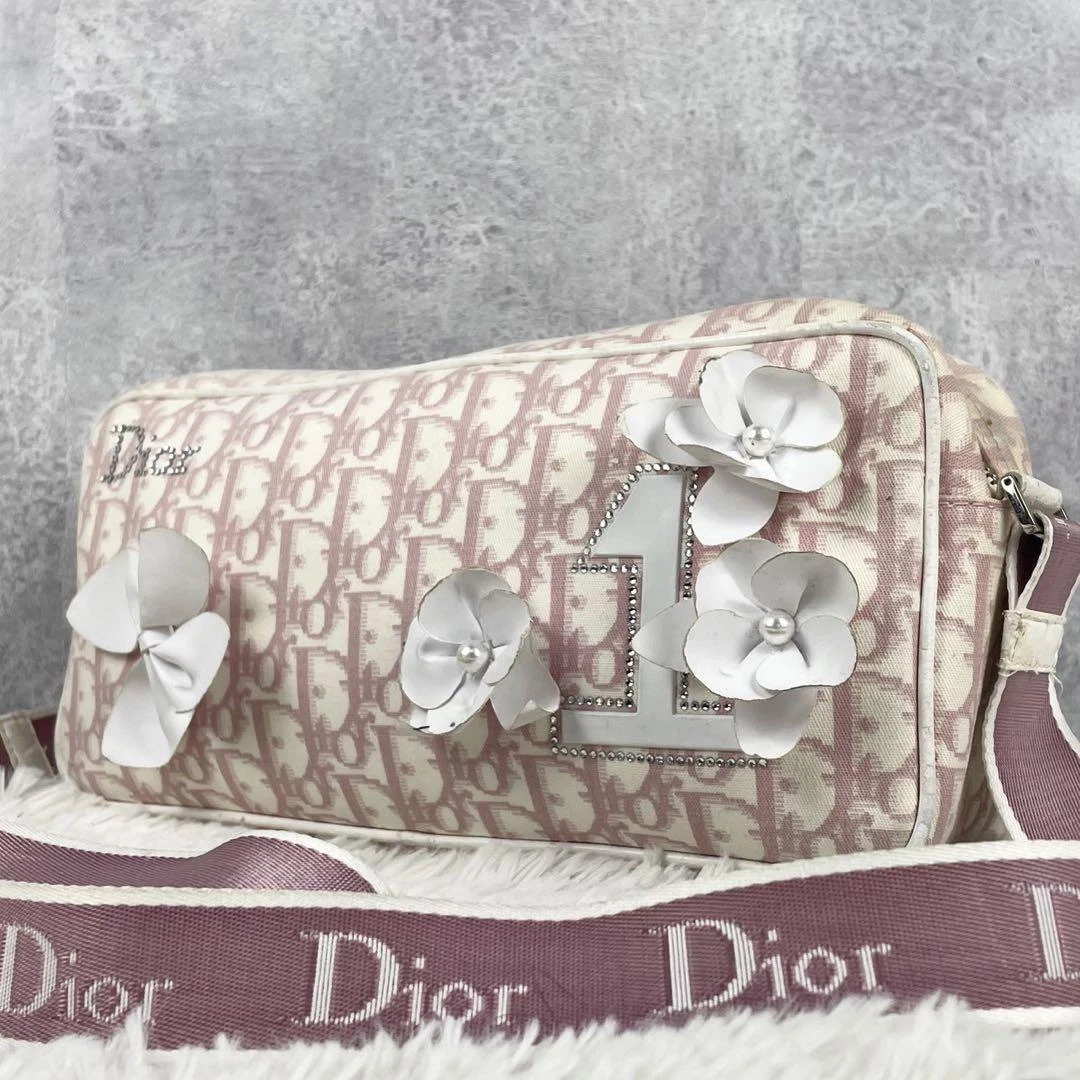 Sac bandoulière Christian Dior PVC rose trotteur floral