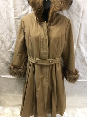 coyote Fur trim coat maxi swing car Main Street By Tom Fallon